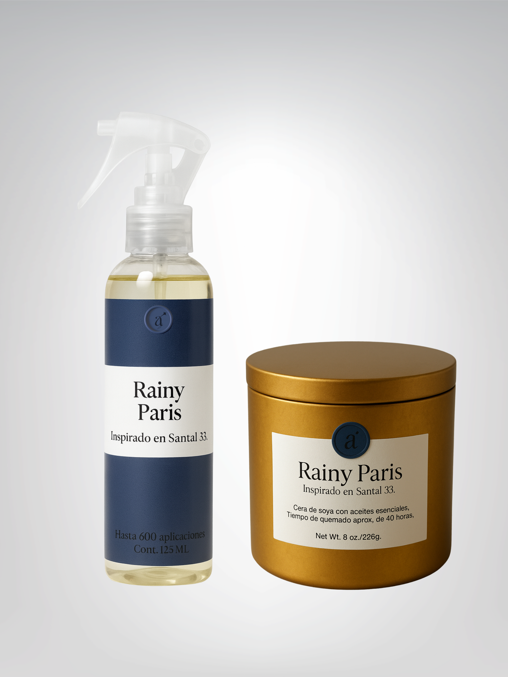 Kit Vela y Room Spray Rainy Paris (inspirado en Santal 33)